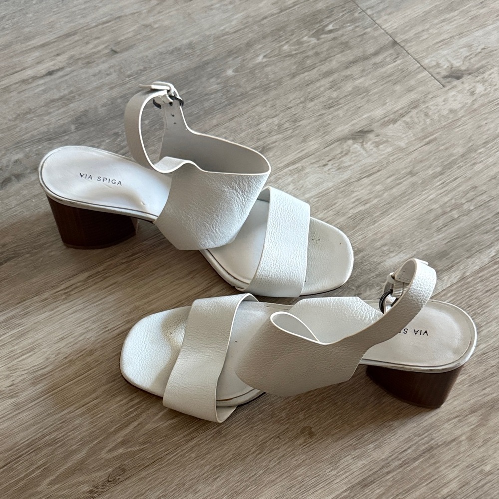 Via Spiga White Leather Sandals